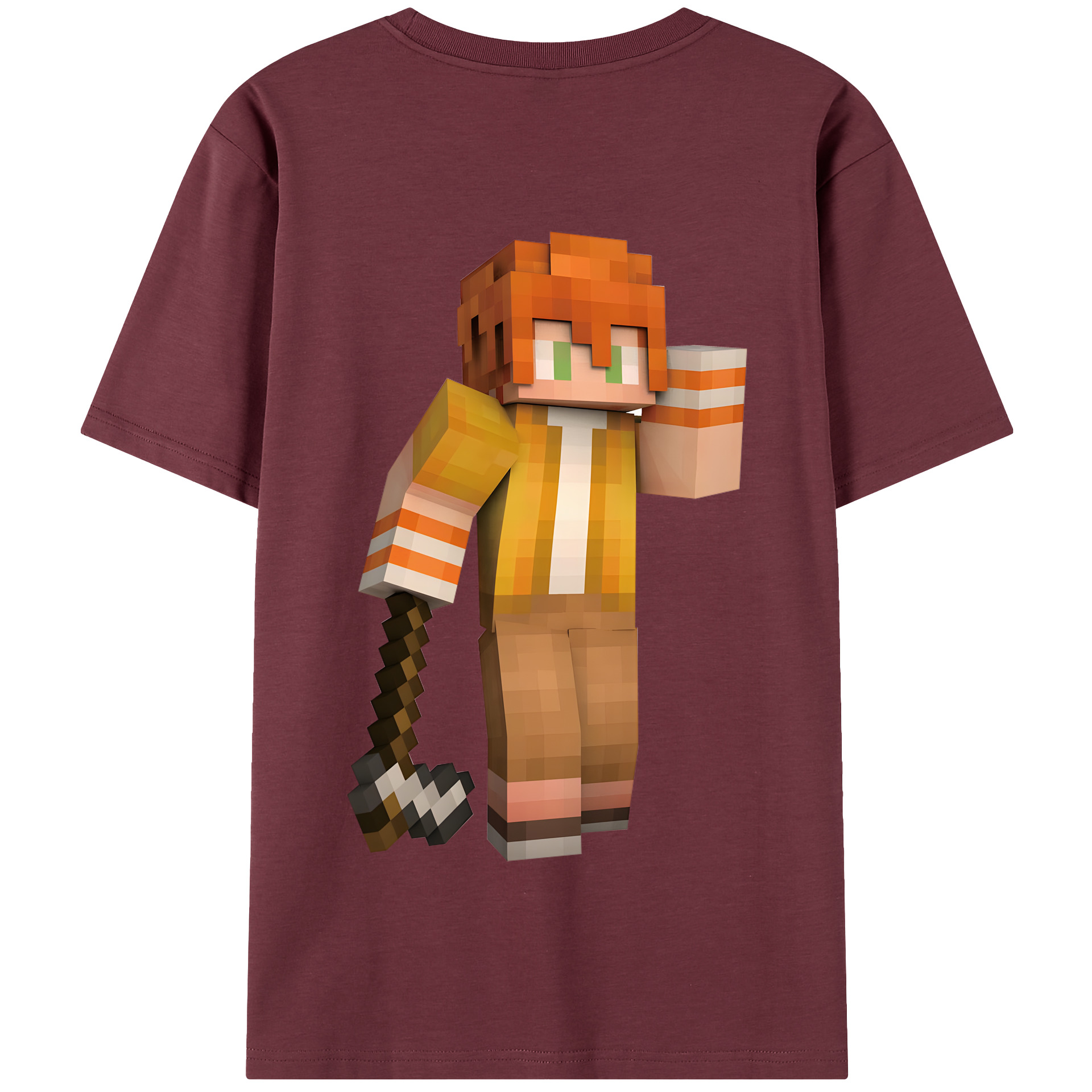 （画像用） マインクラフト ブロックの世界 Minecraft MC Block world 綿100％半袖Tシャツ（背面プリント）